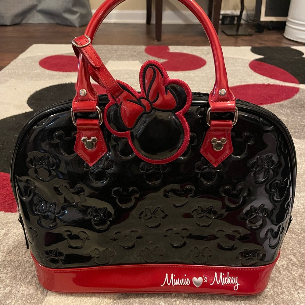 Disney Minnie Mouse Black and Red Satchel Loungefly